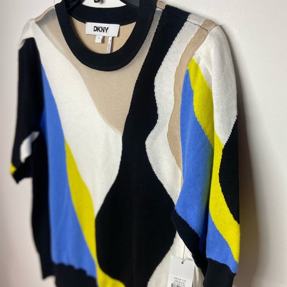 DKNY Multicolor Abstract Knit Top - Picture 6 of 6